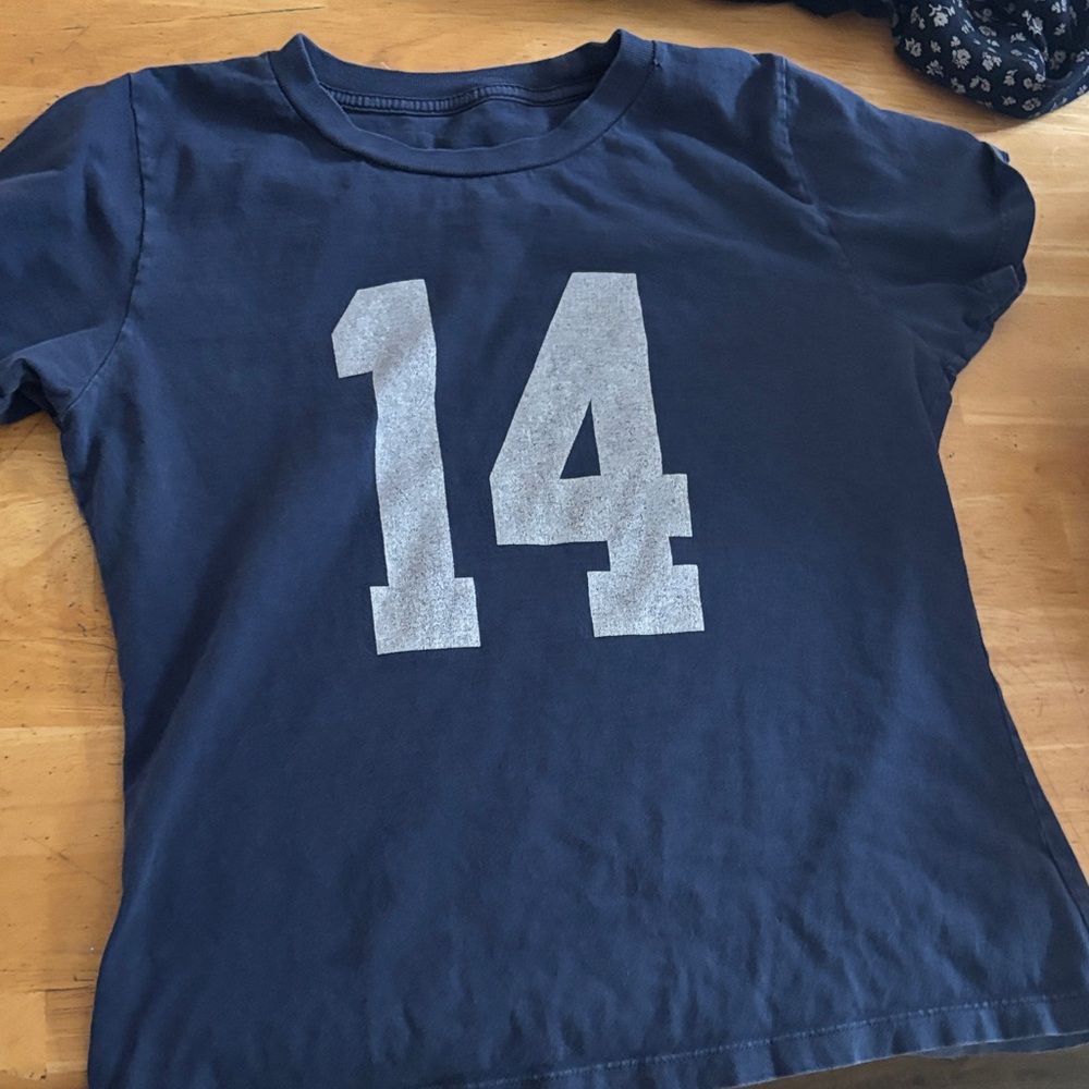 Brandy Melville Navy Blue Tee with Silver Number